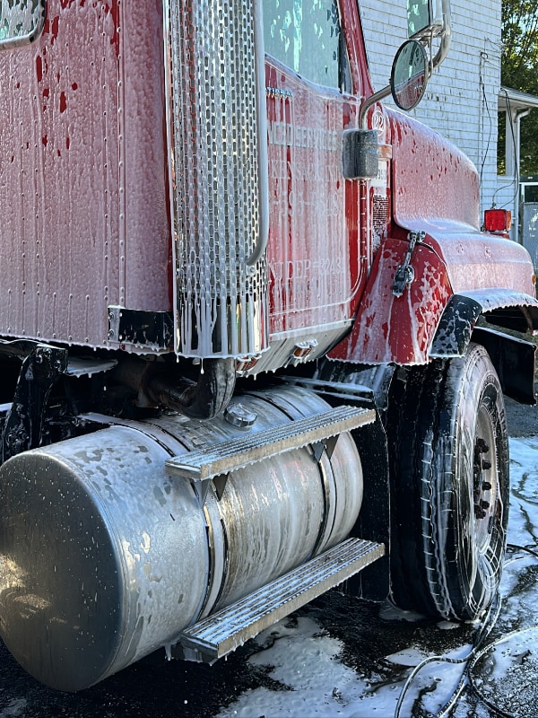 Commercial Truck Covered in Soap